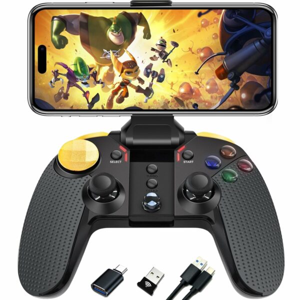 Manette Wuzcon pour Smartphone/Tablet (iOS/Android), TV, PC, Tesla, Apple Arcade MFi & Cloud Gaming. with Bluetooth/Phone/Mac Clip/2.4G Receiver/USB-C