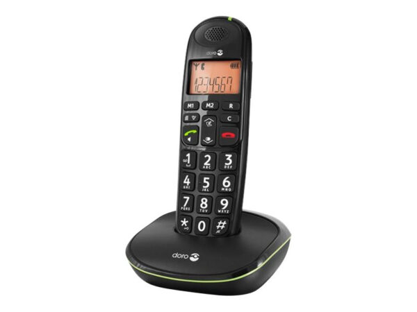 Téléphone sans fil sénior Doro PhoneEasy 100w - DECT -Noir - 300 m Gamme - 1 x Ligne(s) téléphonique(s) - Haut-parleur Mains Libres - Rétro-éclairage