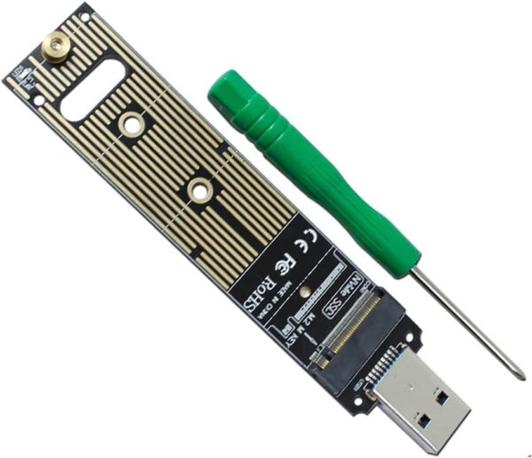 Adaptateur M.2 NVME USB 3.1 Adapter, M-Key M.2 NVME to USB Card Reader USB 3.1 Gen 2Bridge Chip with 10 Gbps High Performance,