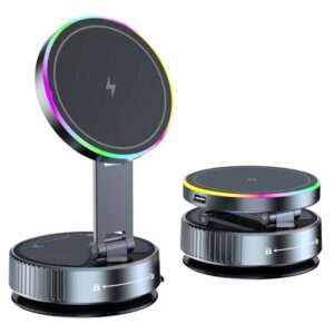Support magnétique rotatif pour voiture/chargeur sans fil avec lumière colorée K3