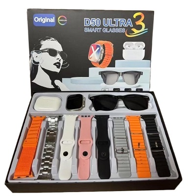 Coffret Montre+ Lunette + écouteurs + bracelets OKPU D50